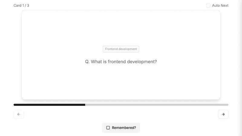 Promotee flashcard interaction preview